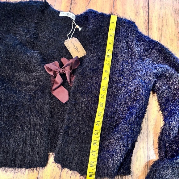 NWT Natural Life Fuzzy Black Cardigan Sweater,L/XL,Comfy Soft Cropped Feminine - Picture 12 of 14